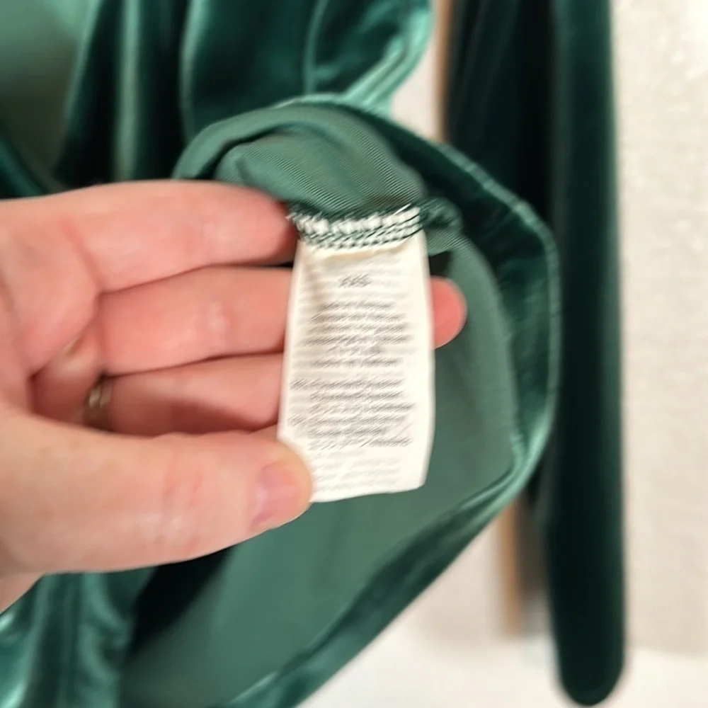 J. Crew Emerald Green Velvet Faux Wrap Blouse Size XXS